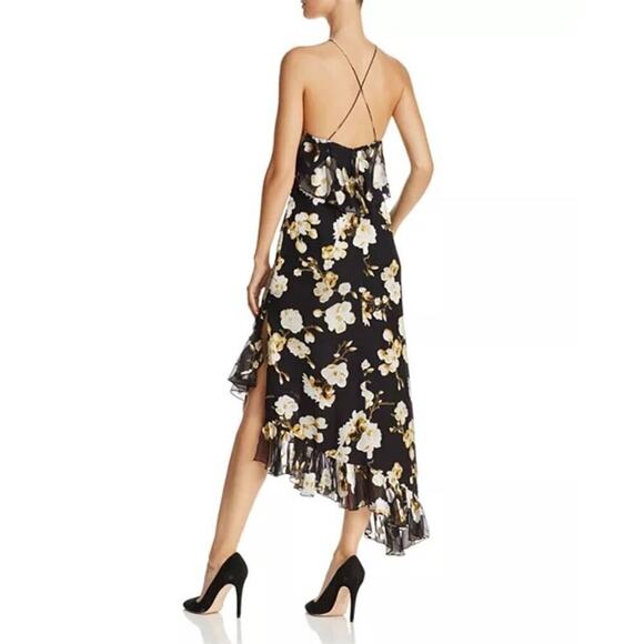 Alice and Olivia Fabiola Asymmetric Floral Dress Silk Blend Size 4 - Picture 2 of 10